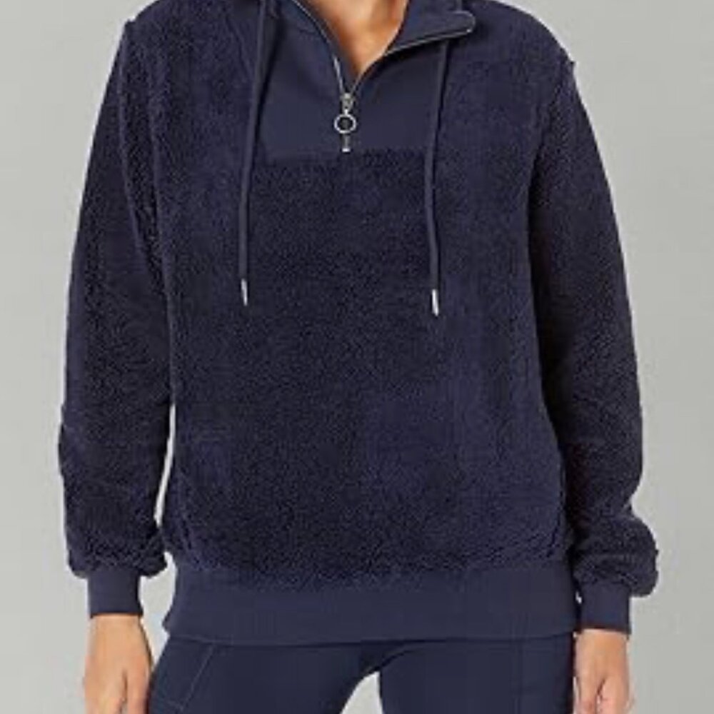 Sweaty Betty womens Deep Blue Zip-Up Sherpa 1/4 zip size small